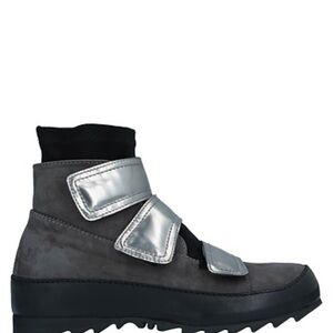 Stylish Gray and Silver Velcro Sneakers Size 6 US